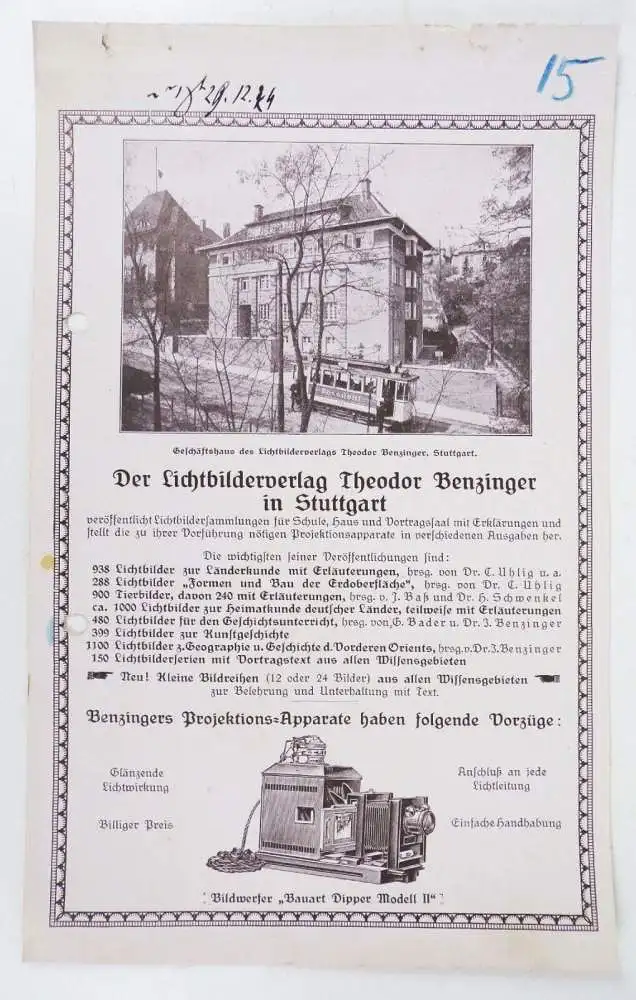 Werbung Lichtbilder Serien Apparate Epidiaskop Projektor um 1924 Film Vorführer 1