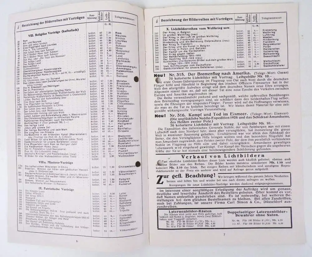 Werbung Lichtbilder Serien Apparate Epidiaskop Projektor um 1924 Film Vorführer 5