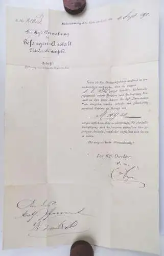 Brief Gefangenenanstalt Niederschönfeld bei Rain Gefängnis 1890