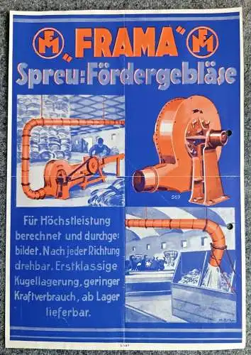 Originaler alter Prospekt FRAMA Spreu Fördergebläse Maschinen Eisengießerei