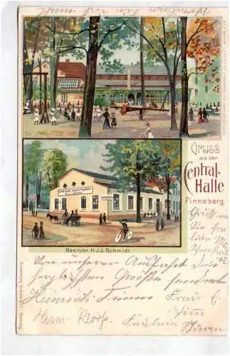 Litho Ak Gruß aus der Central Halle Pinneberg 1904