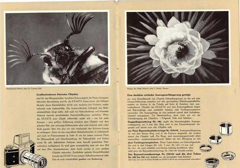 Nahaufnahmen Mikroaufnahmen Exakta Kamera Fotoapparat DDR Werbung 1952 1