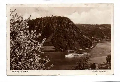 Ak Echtfoto Frühling am Rhein – An der Loreley