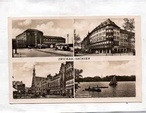 Ak Zwickau Sachsen Hauptbahnhof Ringhaus Hauptarkt Schwanenteich 1941