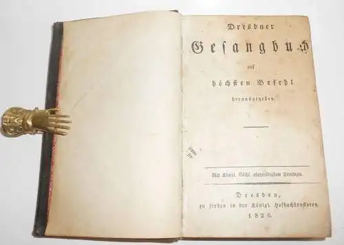 Dresdner Gesangsbuch 1826 Dresden Christentum Ledereinband (B1