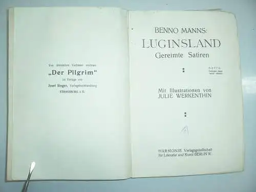 Luginsland Benno Manns gereimte Satiren Jugendstil Werkenthin Harmonie Berlin