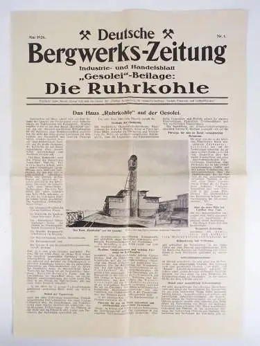 Deutsche Bergwerk s Zeitung Gesolei Beilage Die Ruhrkohle Mai 1926 Nr 1