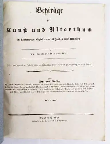 Beiträge für Kunst und Altertum Regierungsbezirke Schwaben und Neuburg 1846