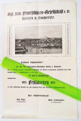 Prospekt Diessen am Ammersee 1910 Feuerschützen Gesellschaft Programm