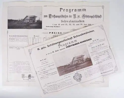 Altes Prospekt Schwabmünchen Eröffnungsschiessen Schützengesellschaft 1910