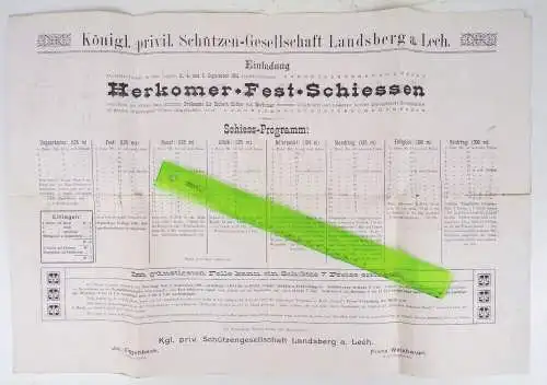 Altes Prospekt 1911 Schützengesellschaft Programm  Landsberg am Lech 
