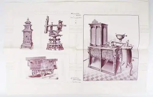 Probe Holzschnitte Huch & Co Braunschweig Haag Melle um 1900 Litho