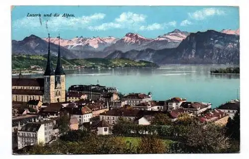 Ak Luzern und die Alpen Schweiz