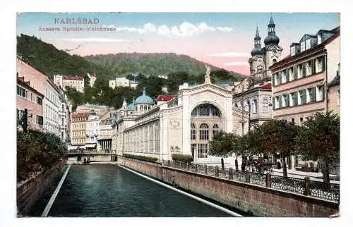 Ak Karlsbad Äussere Sprudel Kolonnade 1924 Böhmen