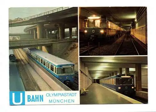 Ak U Bahn Plympiastadt München Nordfriedhof Gleisbereich