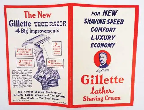 Altes Gillette Prospekt Rasierer razor Print Werbung