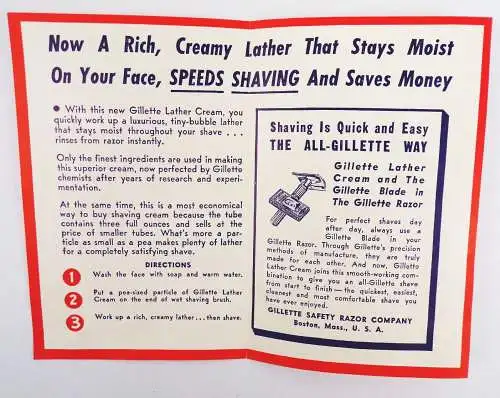 Altes Gillette Prospekt Rasierer razor Print Werbung