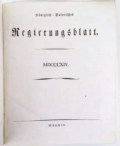 Königlich bayerisches Regierungsblatt 1814 München Rechtswissenschaft Buch