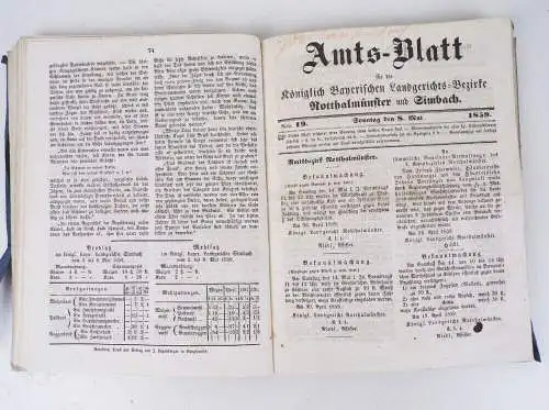 Amtsblatt Landgerichts Bezirke Rotthalmünster und Simbach 1859 Burghausen