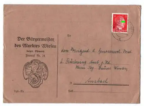 Brief Bürgermeister des Marktes Wiesau 1943