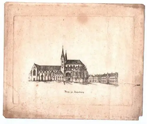 Kupferstich Der Dom zu Augsburg um 1800