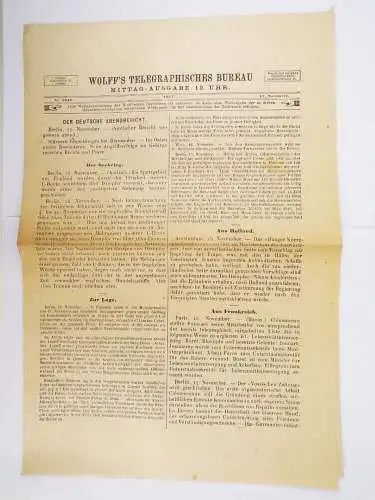 Zeitung 1 Wk Wolff Telegraphisches Bureau 1917 Brüssel Belgien Nummer 2042