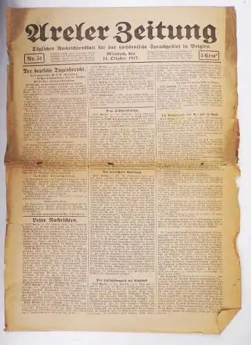 Areler Zeitung Nachrichtenblatt für das hochdeutsche Gebiet in Belgien 1917