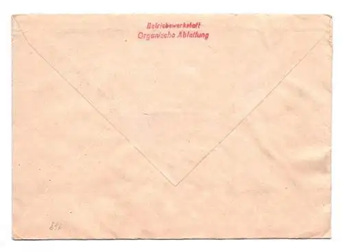 Brief Betriebswerkstatt organische Abteilung 1960 Merseburg