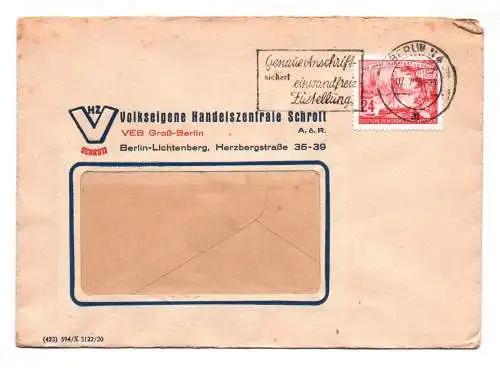 Brief Volkseigene Handelszentrale Schrott VEB Groß-Berlin 1953