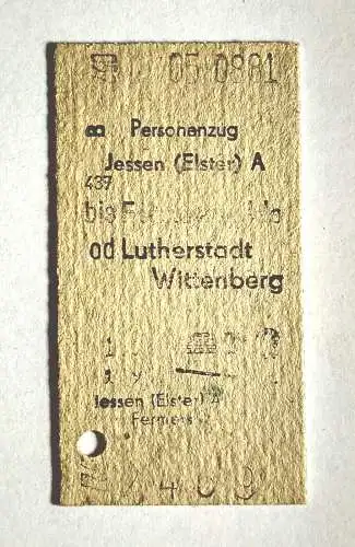 Personenzug Jessen Elster od Lutherstadt Wittenberg 1981