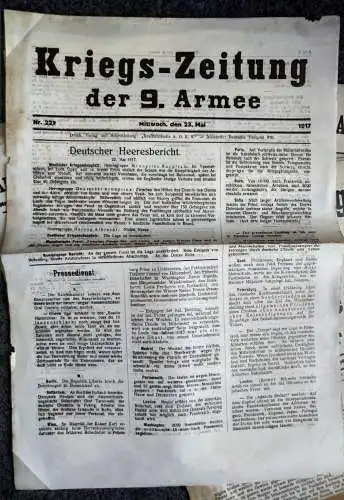 13 Alte Zeitungen 1917 Kriegszeitung der 9. Armee 1 Wk