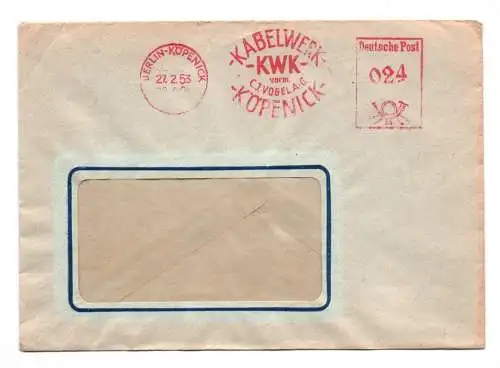 Brief Kabelwerk KWK Berlin Köpenick 1953