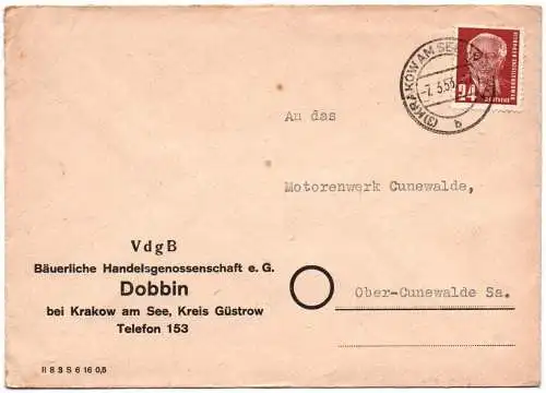 Brief VdgB Bäuerliche Handelsgenossenschaft 1953