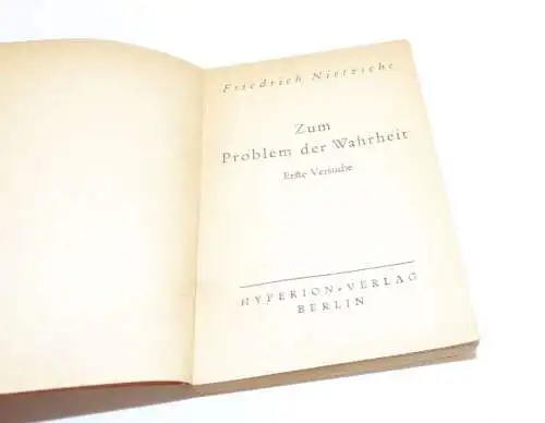 Hyperion Verlag Mini Bücher Nietzsche Zum Problem der Wahrheit Schopenhauer Über