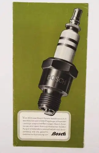 Reklame Prospekt Bosch Zündkerze Pyranit Isolator um 1940 Oldtimer 