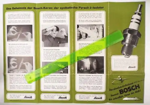 Reklame Prospekt Bosch Zündkerze Pyranit Isolator um 1940 Oldtimer 