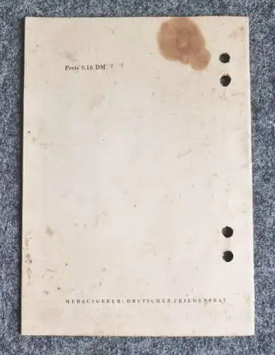 Atombunker sind sinnlos 1954 DDR Deutscher Friedensrat