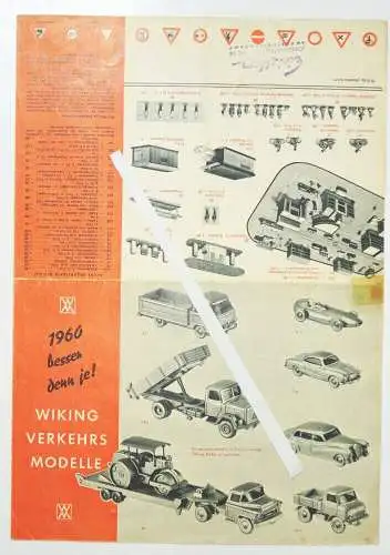 Wiking Verkehrsmodelle Faltblatt 1960 Modellautos