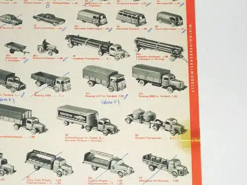 Wiking Verkehrsmodelle Faltblatt 1960 Modellautos