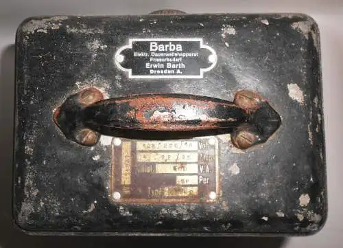 Barba elektrischer Dauerwellen Apparat Erwin Barth Dresden 1930er Frisör Vintage