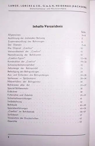 Broschur Original Craelius Kernbohrmaschine Tiefbohrungen Lange Lorcke Heidenau