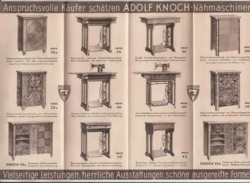 Werbe Prospekt Adolf Knoch Nähmaschinen Saalfeld ( Saale ) um 1935 ! (D