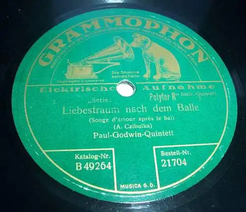 Paul Godwin Quintett Schellackplatte Minuetto & Liebestraum nach dem Balle VK !