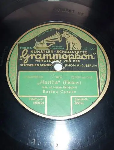 Enrico Caruso Schellackplatte Martha ( Flotow ) / Gli Ugonotti / Hugenotten !