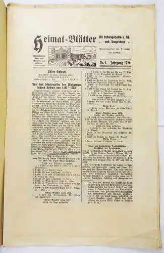 Heimatblätter für Ludwigshafen am Rhein und Umgebung 1920 Karl Kleeberger