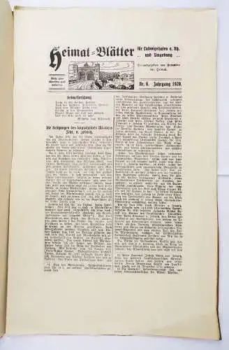 Heimatblätter für Ludwigshafen am Rhein und Umgebung 1920 Karl Kleeberger