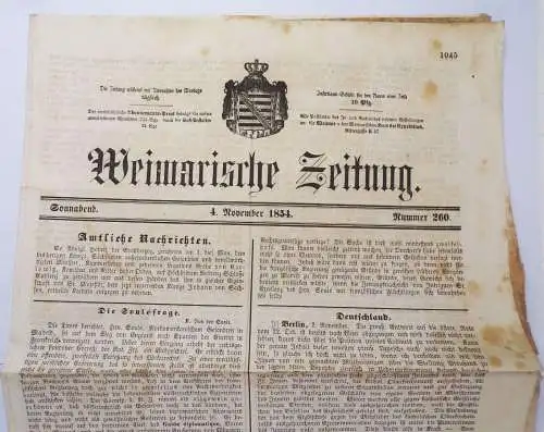 Weimarische Zeitung 1854 Nummer 260 Weimar Thüringen