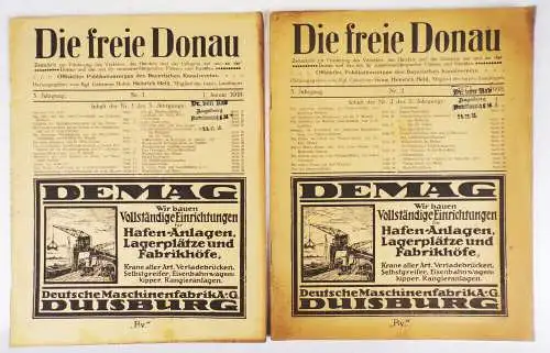 Die freie Donau 1918 Schiffsbau Kanal Rhein 3 Zeitschriften Bayerischer Kanalver