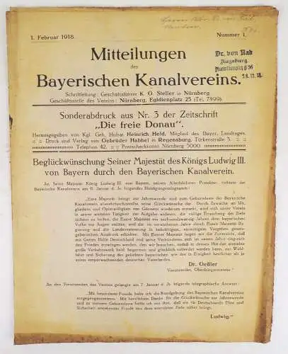 Die freie Donau 1918 Schiffsbau Kanal Rhein 3 Zeitschriften Bayerischer Kanalver