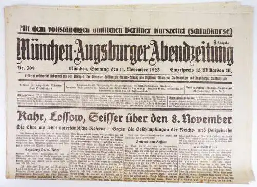 Münchner Augsburger Abend Zeitung Nr 309 1923 Dr von Kahr General von Lossow